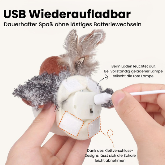 ChirpFLY   wiederaufladbares Katzenspielzeug - Der Jäger in deiner Katze wartet...